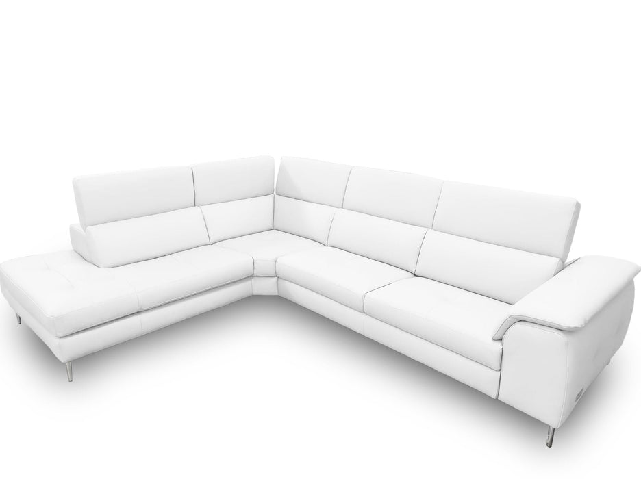 VIG Furniture - Coronelli Collezioni Viola Italian Contemporary White Leather Left Facing Sectional Sofa - VGCCVIOLA-KIM-WHT-LAF-SECT - GreatFurnitureDeal