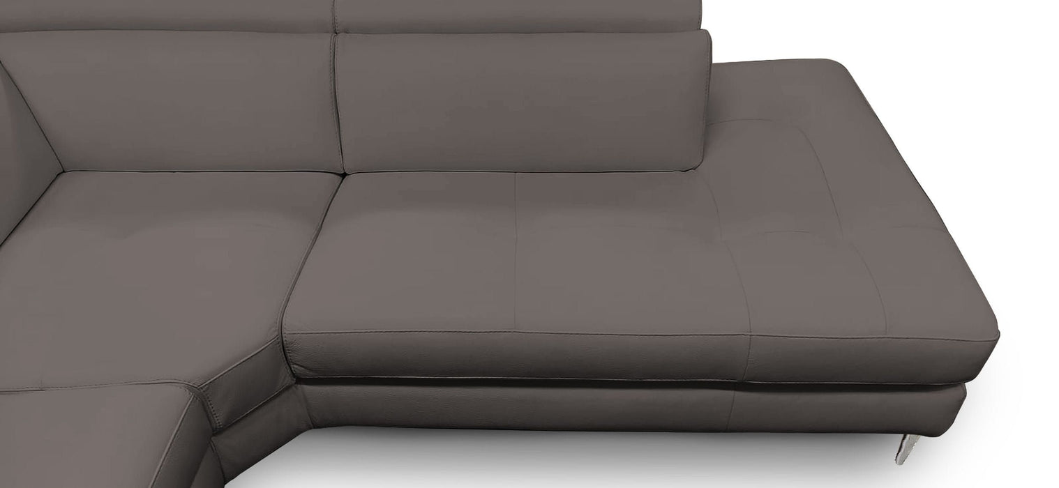 VIG Furniture - Coronelli Collezioni Viola Italian Contemporary Grey Leather Right Facing Sectional Sofa - VGCCVIOLA-KIM-BRN-RAF-SECT - GreatFurnitureDeal