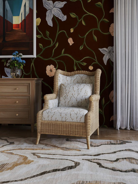 Bramble - Marina Rattan Chair in Natural Rattan w/ Le Jardin Blue Fabric - 28954RNATSA255---- - GreatFurnitureDeal