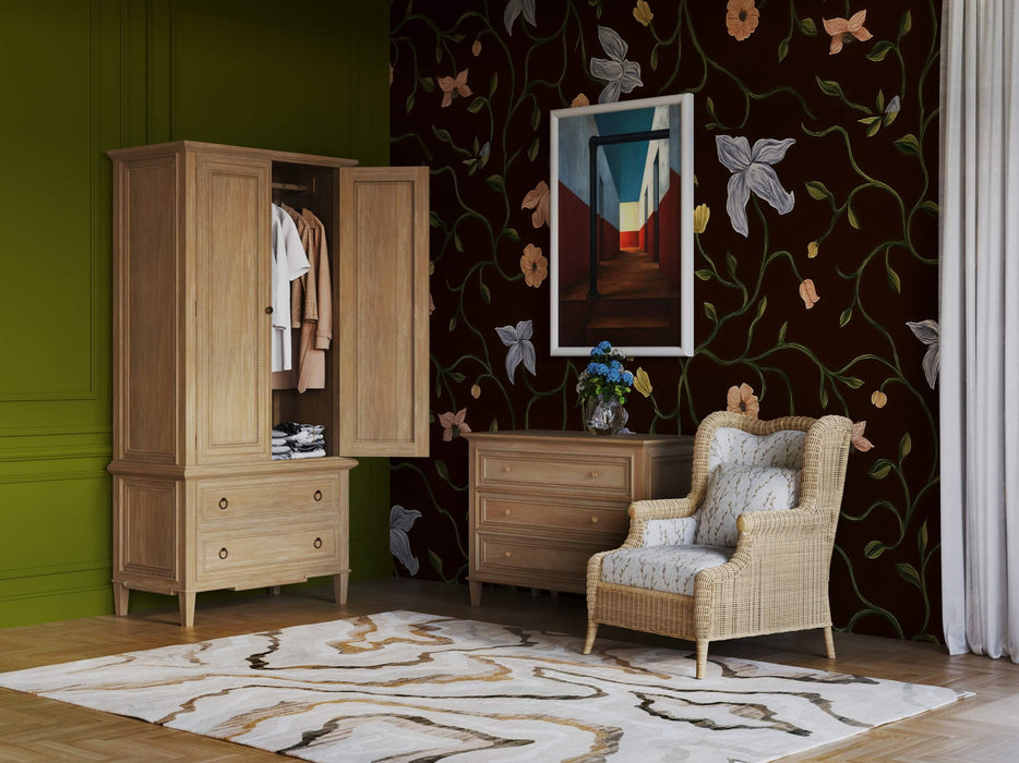 Bramble - Marina Rattan Chair in Natural Rattan w/ Le Jardin Blue Fabric - 28954RNATSA255---- - GreatFurnitureDeal