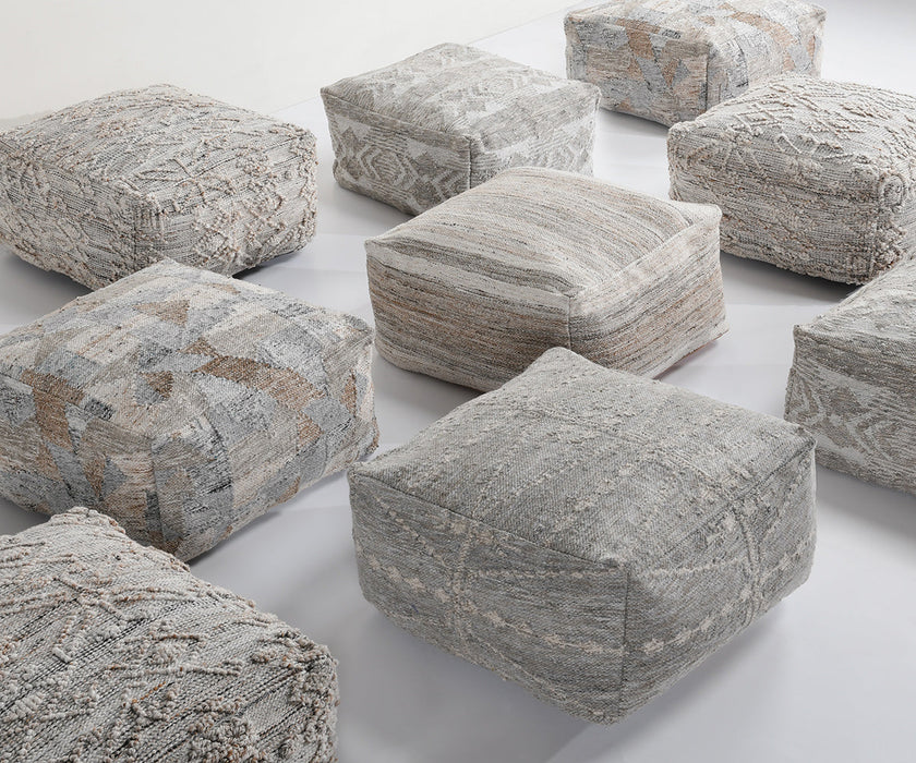 Classic Home - Performance Tundra Gray Multi Pouf 24x24x12 - VP10031 - GreatFurnitureDeal