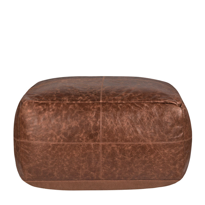 Classic Home - Leather Kona Brown Pouf 24X24X12 - VP12221 - GreatFurnitureDeal