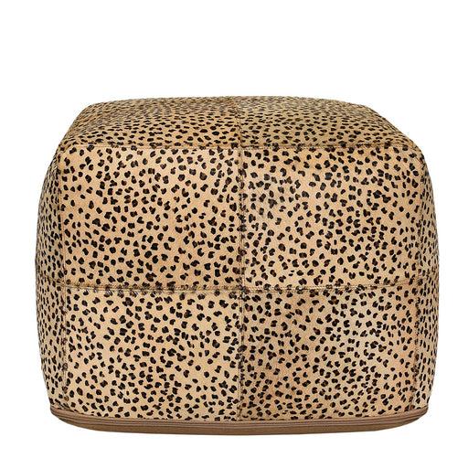 Classic Home - Leopard Hide Camel/ Black Pouf 18X18X14 - VP12222 - GreatFurnitureDeal
