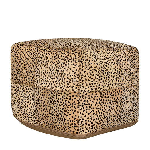 Classic Home Furniture - Leopard Hide Camel/ Black Pouf 18X18X14 - VP12222 - GreatFurnitureDeal