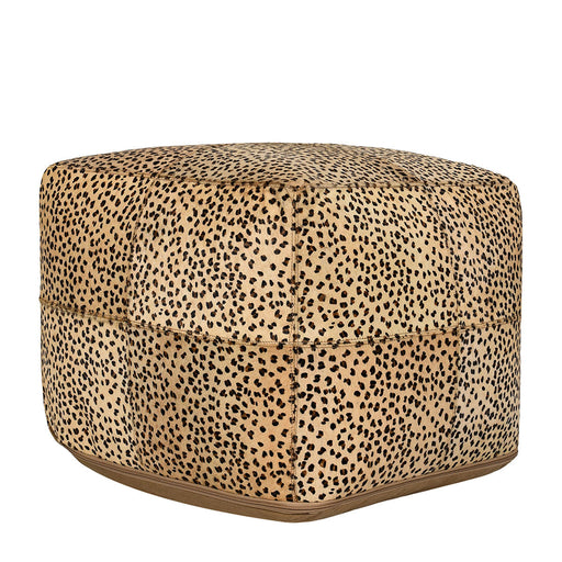 Classic Home - Leopard Hide Camel/ Black Pouf 18X18X14 - VP12222 - GreatFurnitureDeal