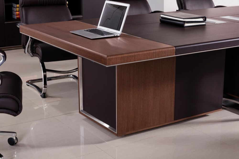 American Eagle Furniture - W-68-N Dark Brown Faux Leather Conference Table - W-68-N