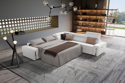 VIG Furniture - Estro Salotti Bogart - Italian Modern White Leather Sectional Sofa Bed with Recliner - VGNT-BOGART-WHT - GreatFurnitureDeal