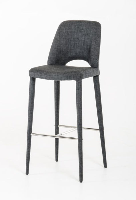 VIG Furniture - Modrest Williamette Mid-Century Dark Grey Fabric Bar Stool (Set of 2) - VGEUMC-8980CH-B-GRY