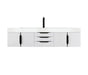 James Martin Furniture - Columbia 72" Single Wall Mount Vanity, Glossy White, Matte Black w/ Glossy White Composite Stone Top - 983-V72S-W-GW-B-GW - GreatFurnitureDeal