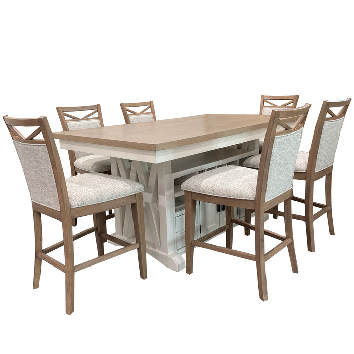 Parker House - Americana Modern 7 Piece Dining Island Counter Height Table Set in Cotton - DAME-7PC-72CTR-2226-COT - GreatFurnitureDeal