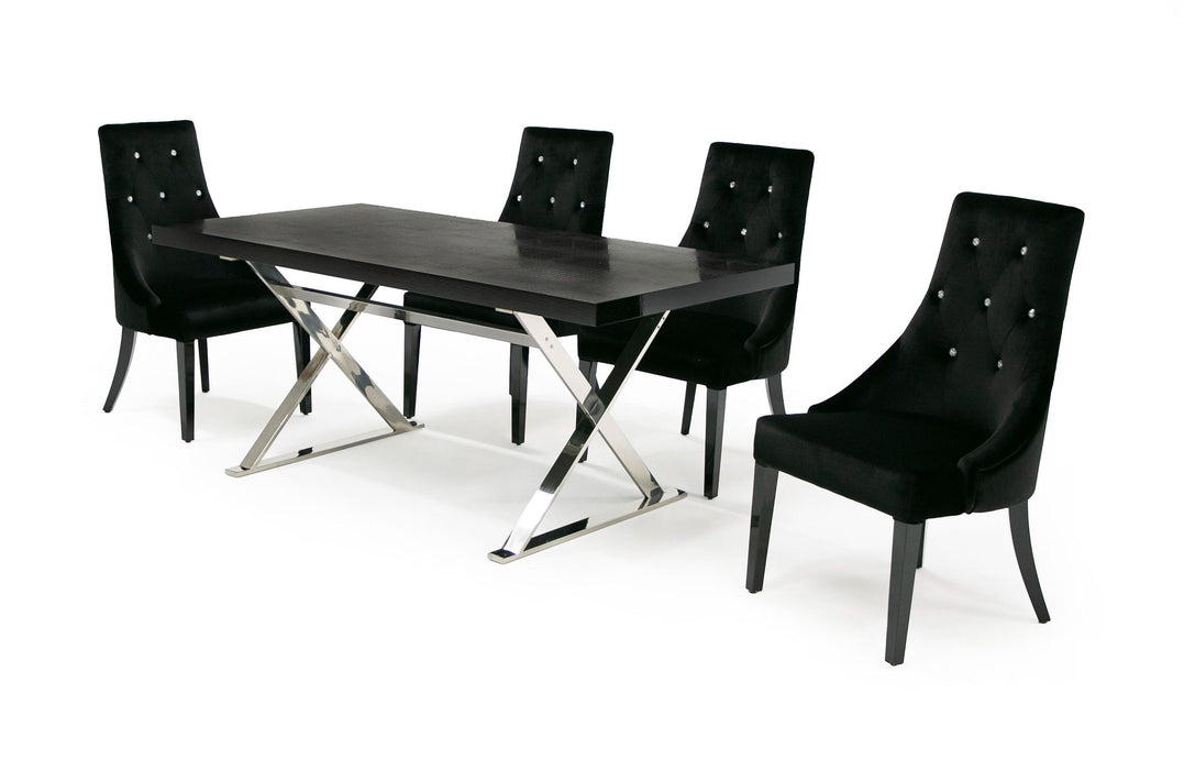 VIG Furniture - A&X Xavier - Modern Black Crocodile Stainless Steel Dining Table - VGUNAA815-180-BLKCROC - GreatFurnitureDeal