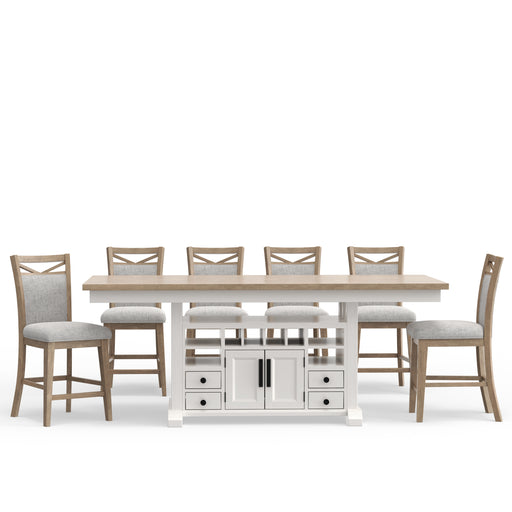 Parker House - Americana Modern 9 Piece Dining Island Counter Height Table Set in Cotton - DAME-9PC-72CTR-2226-COT - GreatFurnitureDeal