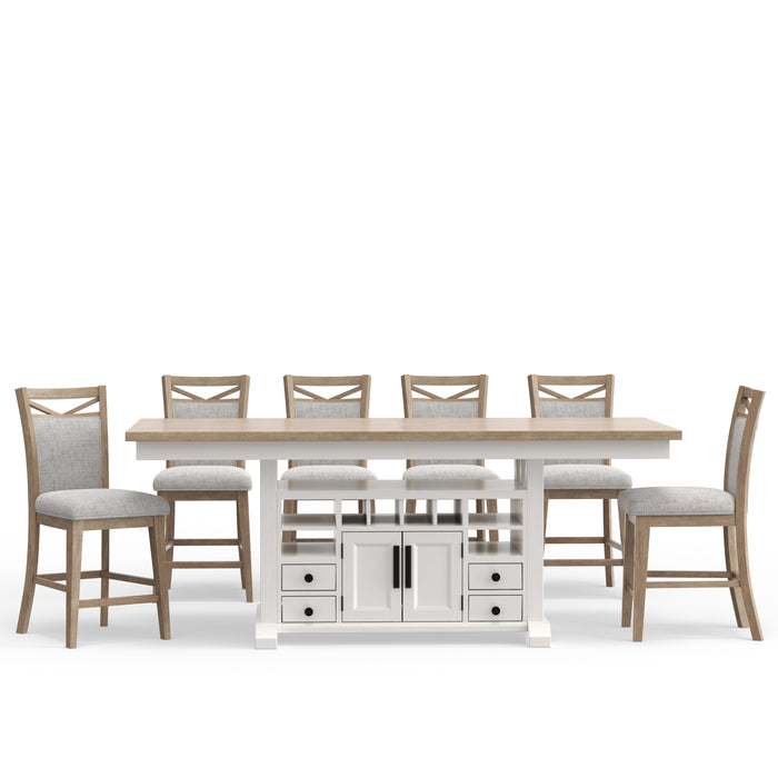 Parker House - Americana Modern 7 Piece Dining Island Counter Height Table Set in Cotton - DAME-7PC-72CTR-2226-COT - GreatFurnitureDeal