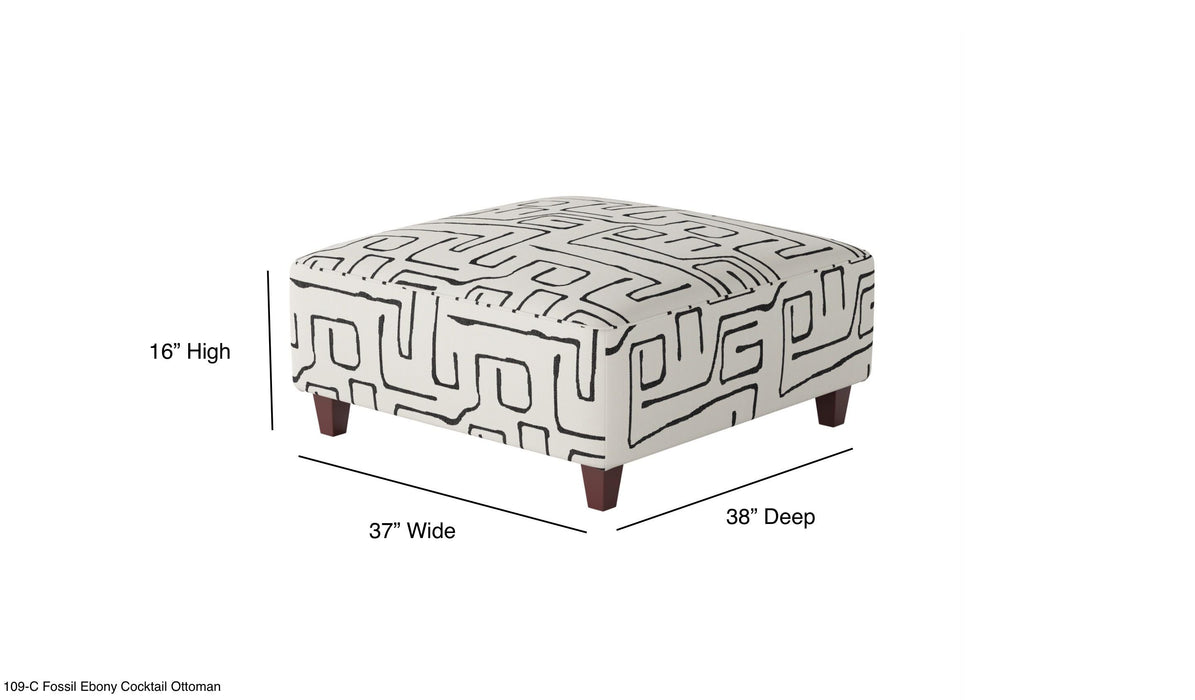 Southern Home Furnishings - Fossil Ebony Cocktail Ottoman in Multi - 109-C Fossil Ebony-MTO - GreatFurnitureDeal