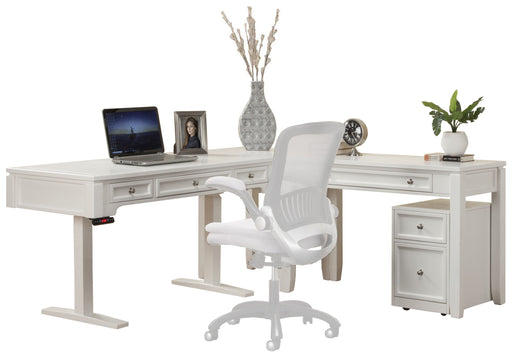 Parker House - Boca 4 Piece L Shape Desk with Lateral File in Cottage White - BOC-4PC-LDESK-FILE - GreatFurnitureDeal