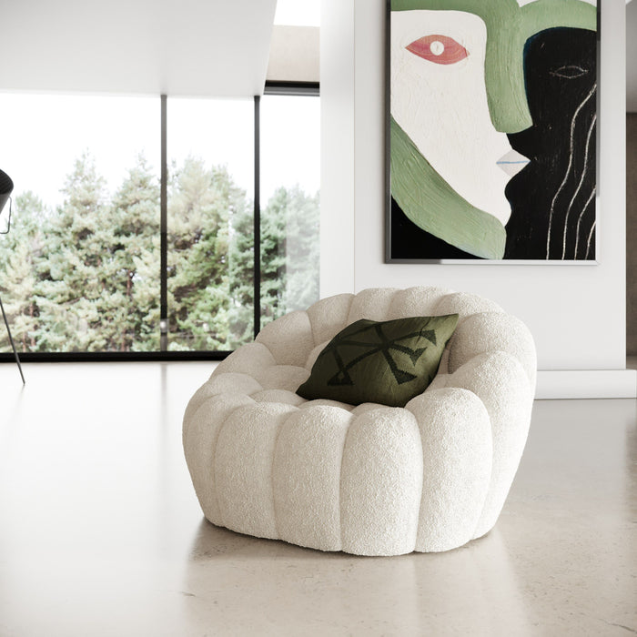 VIG Furniture - Divani Casa Yolonda - Modern Curved Off-White Fabric Chair - VGEV2126C-CHR-C-00