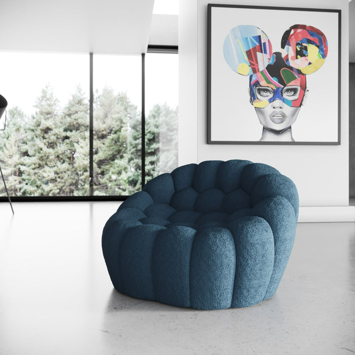 VIG Furniture - Divani Casa Yolonda - Modern Curved Dark Teal Fabric Chair - VGEV2126C-CHR-C-15 - GreatFurnitureDeal
