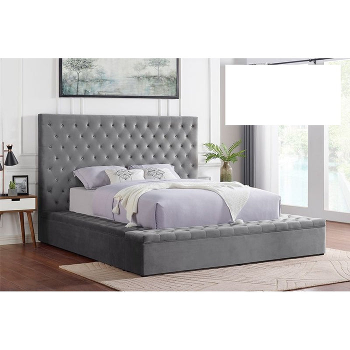 Mariano Furniture - YY136 Upholstered Velvet Eastern King Bed in Grey - BM-YY136-GREY-EK - GreatFurnitureDeal