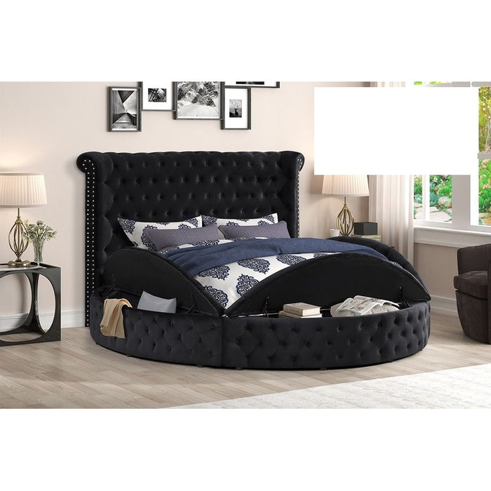 Mariano Furniture - YY138 Upholstered Velvet Queen Bed in Black - BM-YY138-BLK-Q - GreatFurnitureDeal