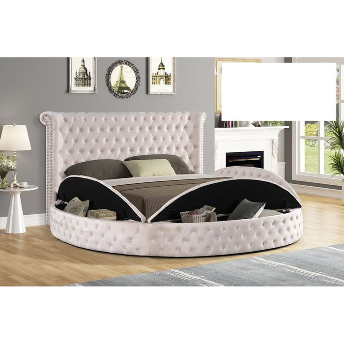 Mariano Furniture - YY138 Upholstered Velvet Queen Bed in Beige - BM-YY138-BEIGE-Q - GreatFurnitureDeal