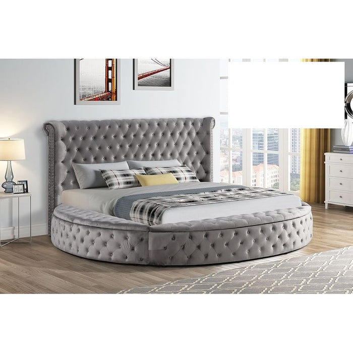 Mariano Furniture - YY138 Upholstered Velvet Eastern King Bed in Grey - BM-YY138-GREY-EK - GreatFurnitureDeal