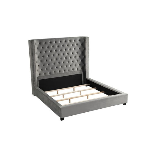 Mariano Furniture - YY139 Upholstered Velvet Eastern King Bed in Grey - BM-YY139-GREY-EK - GreatFurnitureDeal