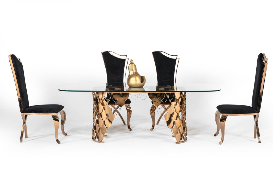 VIG Furniture - Modrest Bonnie Transitional Black Velvet & Rosegold Dining Chair (Set of 2) - VGZAY906-BLK