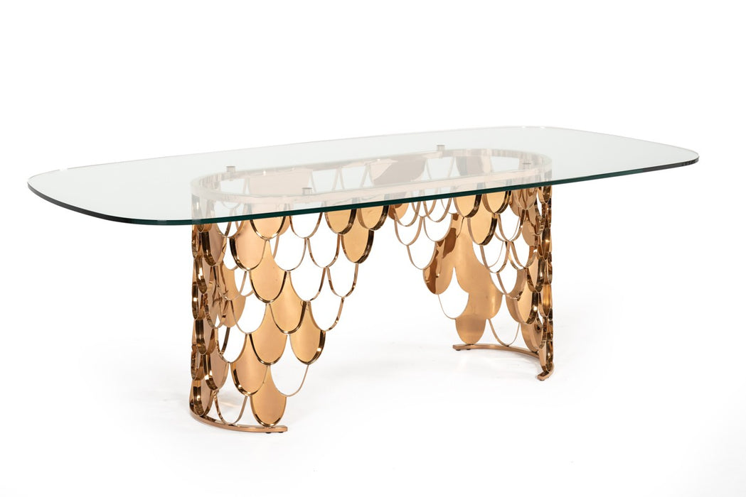 VIG Furniture - Modrest Javier Modern Glass & Rosegold Dining Table - VGVCT088L