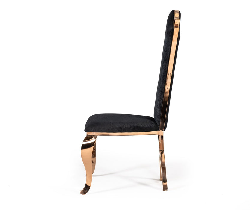 VIG Furniture - Modrest Bonnie Transitional Black Velvet & Rosegold Dining Chair (Set of 2) - VGZAY906-BLK