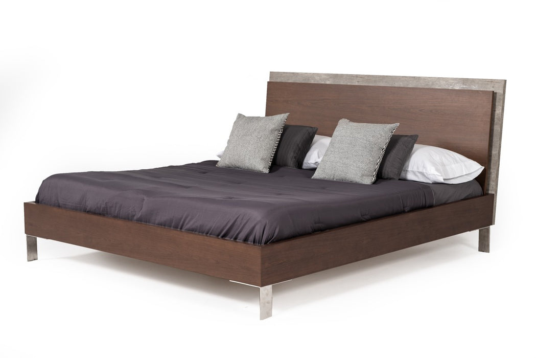 VIG Furniture - Nova Domus Conner Modern Dark Walnut & Faux Concrete Bedroom Set - VGAN-CONNER-SET-DK