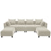 GFD Home - Sectional Sofa,U-shaped sofa with 6 Pillows for Living Room,Velvet  for bedroom, livingroom Beige - GreatFurnitureDeal