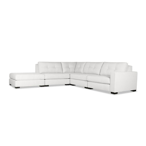 Nativa Interiors - Chester Buttoned Modular L-Shaped Sectional Right Arm Facing 121" With Ottoman Off White - SEC-CHST-BTN-CL-AR1-5PC-PF-WHITE - GreatFurnitureDeal