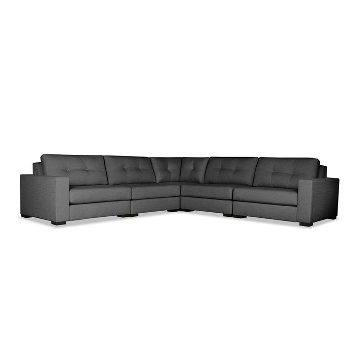 Nativa Interiors - Chester Buttoned Modular L-Shape Standard Sectional 121" Charcoal - SEC-CHST-BTN-CL-AR6-5PC-PF-CHARCOAL