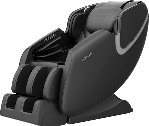 GFD Home - BOSSCARE Massage Chair Recliner with Zero Gravity Airbag Massage Bluetooth Speaker Foot Roller Black - GreatFurnitureDeal