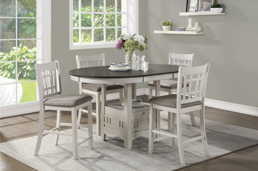 GFD Home - Traditional Design Antique White Finish Counter Height Dining Set 5pc Table w Extension Leaf and 4 Counter Height Chairs - GreatFurnitureDeal