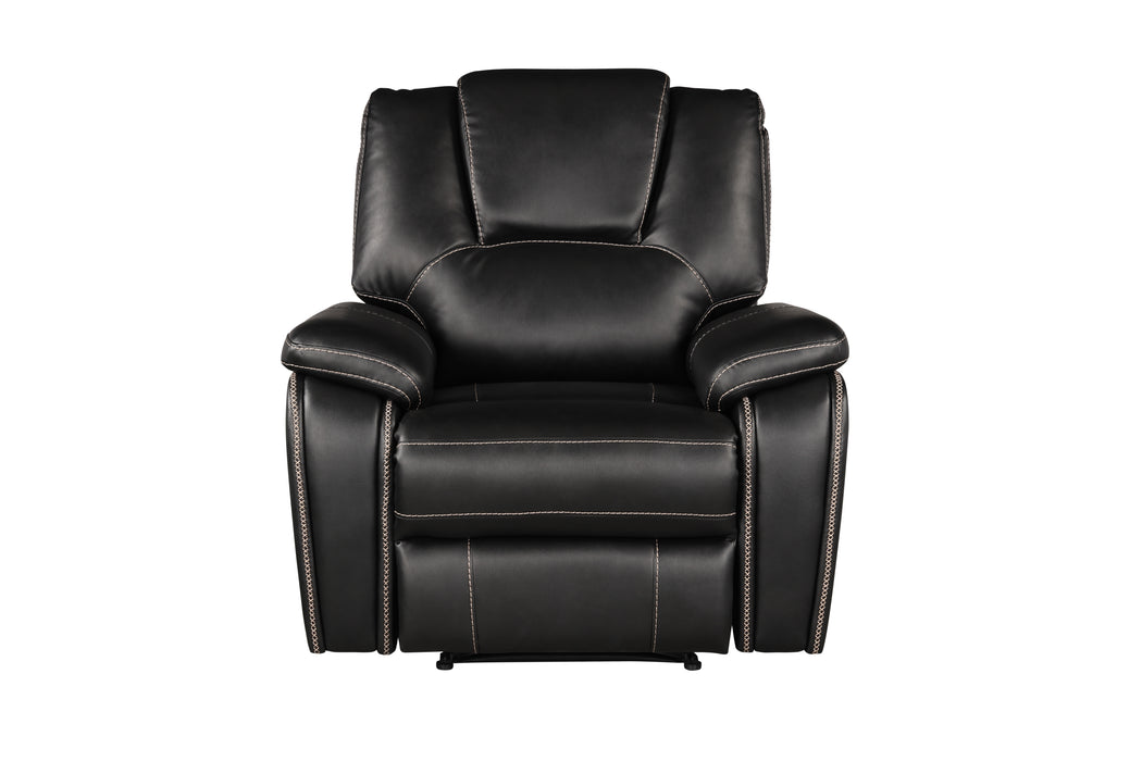 GFD Home - Hong Kong 3 Piece Power Reclining Sofa Set made with Faux Leather in Black - GreatFurnitureDeal