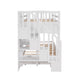 GFD Home - Stairway Twin XL Loft Bed with Twin Size Trundle and 3 Drawers, Storage, Desk, White - GreatFurnitureDeal