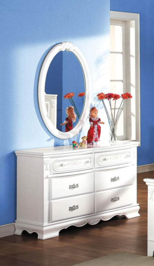 Acme Furniture - Flora Drawer Dresser with Mirror Set in White - 01685-84SET - GreatFurnitureDeal