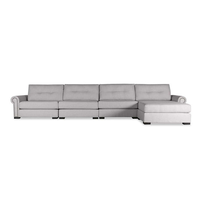 Nativa Interiors - Sylviane Buttoned Modular Sectional 76"D With Ottoman Off White - SEC-SYLV-BTN-CL-UL2-5PC-PF-WHITE