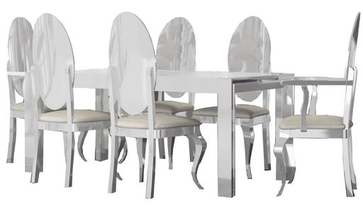 ESF Furniture - Carmen Dining Table 7 Piece Dining Room Set - CARMENTABLEWHITE-7SET - GreatFurnitureDeal