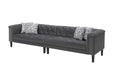 GFD Home - Mary Dark Gray Velvet Tufted Sofa Chaise Chair Ottoman Living Room Set With 6 Accent Pillows - GreatFurnitureDeal