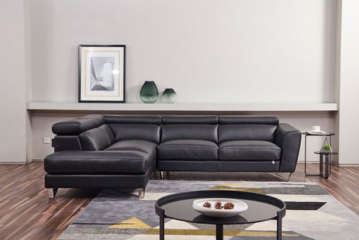 American Eagle Furniture - EK-L8010 Black Right Sitting Genuine Leather Sectional - EK-L8010R-B - GreatFurnitureDeal