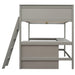 GFD Home - Full size Loft Bed with Shelves and Desk, Wooden Loft Bed with Desk - Gray - GreatFurnitureDeal