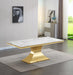 GFD Home - Luxurious Design Marble Rectangular Dining Table with Gold Mirrored Finish Stainless Steel Base - GreatFurnitureDeal