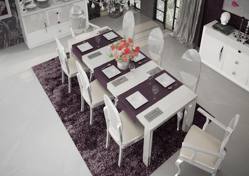 ESF Furniture - Carmen Dining Table 9 Piece Dining Room Set in White - CARMENTABLEWHITE-9SET - GreatFurnitureDeal