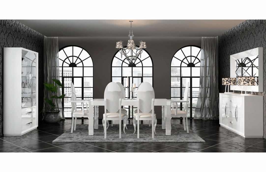 ESF Furniture - Carmen Dining Table 8 Piece Dining Room Set in White - CARMENTABLEWHITE-8SET