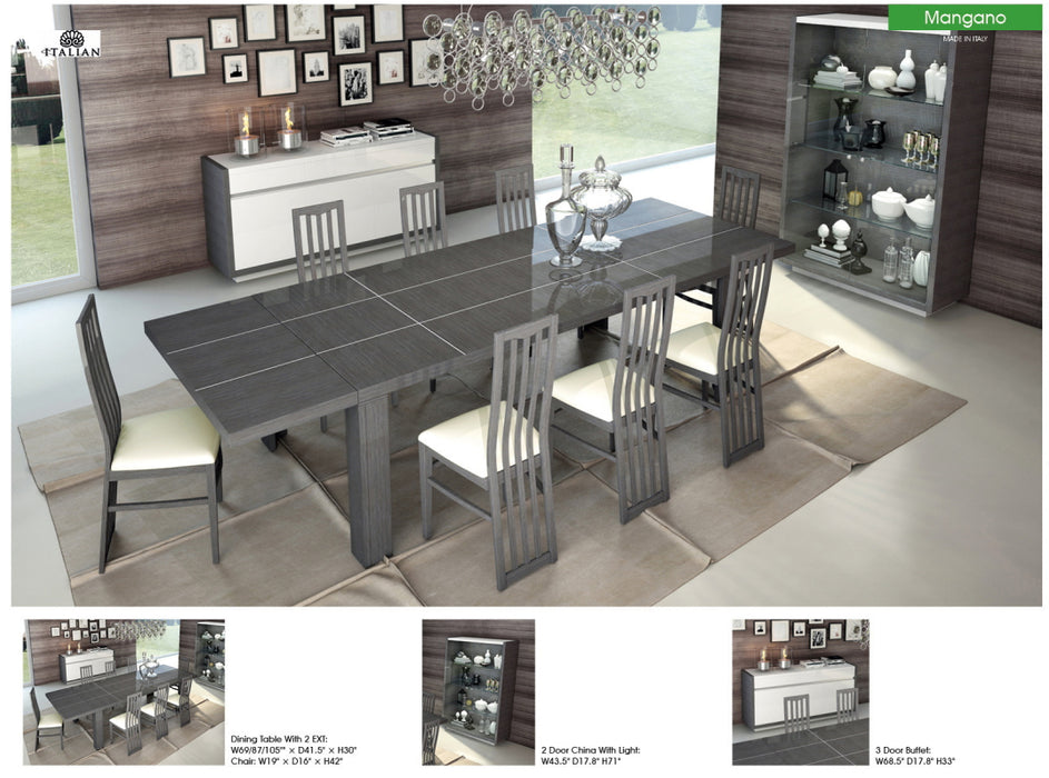 ESF Furniture -  Mangano Dining Table 9 Piece Dining Room Set w/2-ext in Gray - MANGANOTABLE-9SET - GreatFurnitureDeal