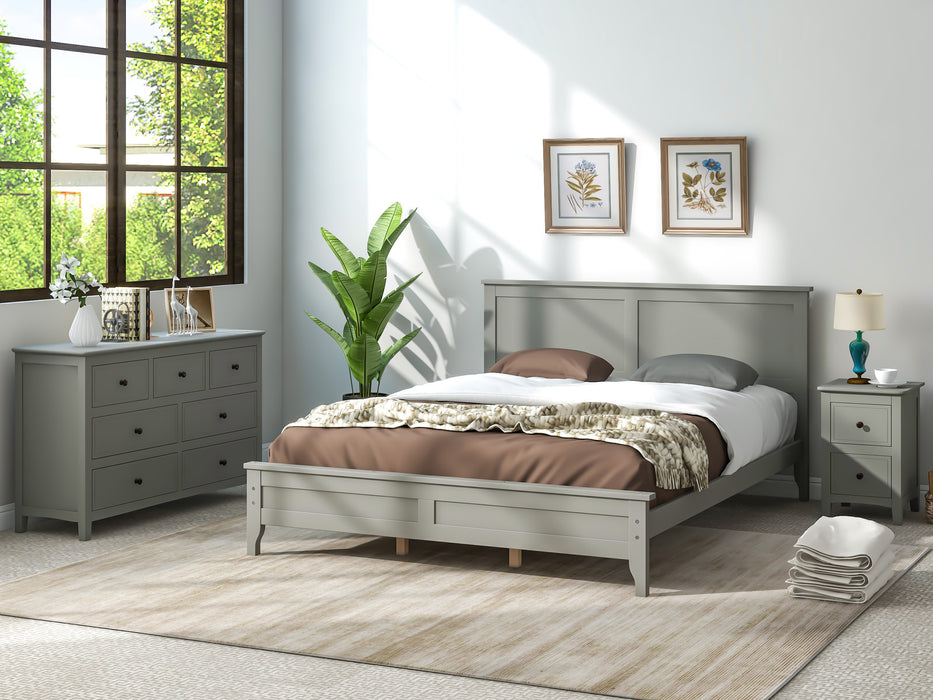 GFD Home - Gray Solid Wood 3 Pieces Queen Bedroom Sets - GreatFurnitureDeal