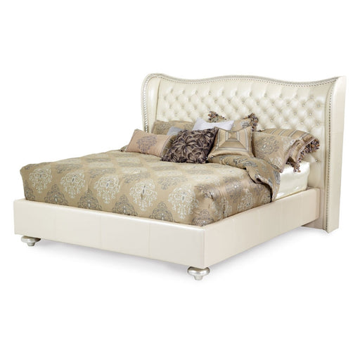AICO Furniture - Hollywood Swank Queen Platform Bed in Creamy Pearl - NT03000QNUP2R-14 - GreatFurnitureDeal