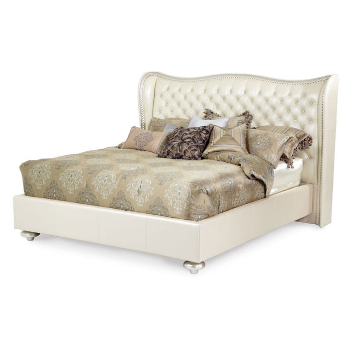 AICO Furniture - Hollywood Swank Eastern King Platform Bed in Creamy Pearl - 03000NEKUP3-14